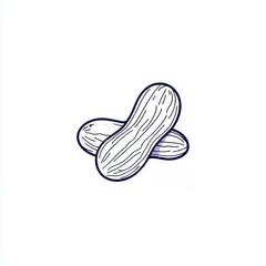 A minimalist black peanut line icon, representing a simple legume in flat design, suitable for infographics, app logos, web buttons, and UI/UX interfaces, isolated on a white background.