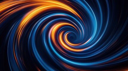 Wall Mural - Futuristic asteroid punk landscape: abstract swirl of blue, orange, and indigo light with intersecting lines and high horizon