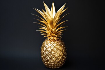 Aufkleber - Luxurious golden pineapple showcasing opulence and elegance in a dramatic lighting setting. Generative AI