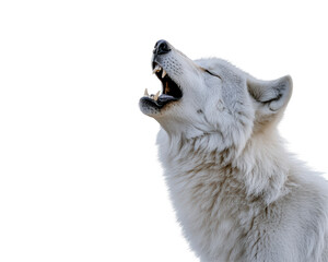 Wall Mural - Isolated White Wolf Howling