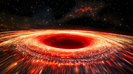 Wall Mural - gargantua galaxy design, graphic 3d illustration, red wormhole or black hole shine in space, inspira