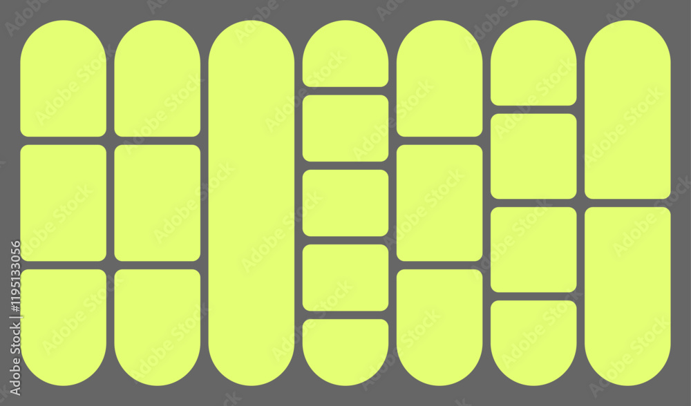 Dimensions 16x9 trendy bento grid layout style brick Ui UX templates ...