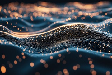 Wall Mural - stunning abstract digital waves with glowing particles and gradients in a dynamic ocean-like environ