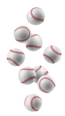 Sticker - Falling Baseball ball isolated on white background, full depth of field