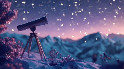 Wall Mural - astronomical telescope on the background of a beautiful starry sky at night. starbright. illustratio