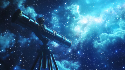 Wall Mural - astronomical telescope on the background of a beautiful starry sky at night. starbright. illustratio