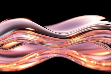 Wall Mural - abstract metallic waves with reflections in pink and gold - a versatile background perfect for moder