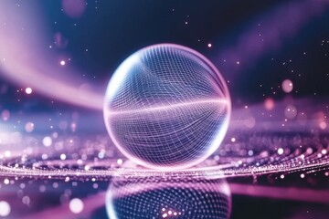 Wall Mural - captivating futuristic sphere with neon light trails in a vibrant cosmic background for digital art 