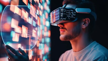 Wall Mural - a man influencer shares tips on real-time feedback, engaging his audience with interactive digital t