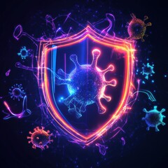 Fototapete - Shield actively deflecting microbes and providing safety against harmful pathogens. Generative AI