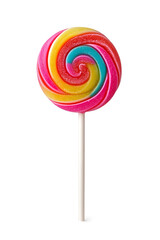 Wall Mural - Red lollipop on stick isolated on white background