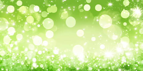 Wall Mural - Green Bokeh and sparkle background with copy space