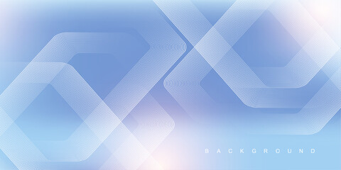 Fototapete - Digital futuristic technology concept with hexagons. Digital hexagonal blue abstract background. Geometric stripe line art design for poster, brochure, cover, banner, website, header