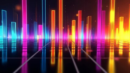 Wall Mural - neon cityscape: vibrant digital art
