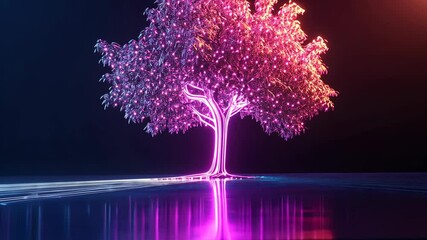 Wall Mural - neon tree of digital innovation: a glowing symbol of technological growth and connection