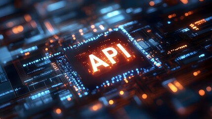 Abstract data background API written, API integration, application programming interface, software development