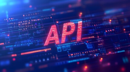 Abstract data background API written, API integration, application programming interface, software development