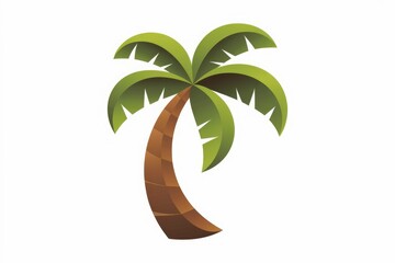 Aufkleber - A stylized palm tree illustration, vibrant green leaves and brown trunk, isolated on white.