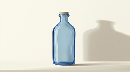 Sticker - A Blue Glass Bottle With Cork Top Stands Alone