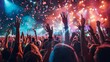 © PICK YOUR POV - A vibrant concert scene with enthusiastic fans celebrating under colorful lights and confetti.