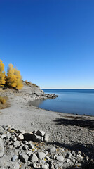 Wall Mural - Autumnal Lakeside Serenity: A Realistic Photo