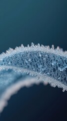 Leinwandbilder - Close-up of frost-encrusted leaf showcasing intricate ice crystals against a soft background