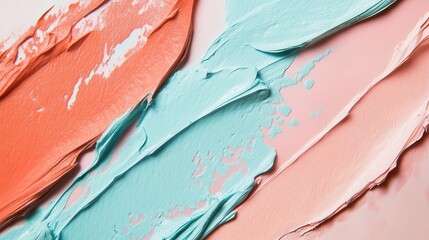 Aufkleber - Abstract pencil strokes create a harmonious blend of mint and coral shades with seamless transitions