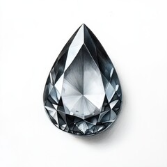 Poster - Detailed rendering of a teardrop-shaped gemstone with soft pencil shading on a white background displaying intricate facets and reflections