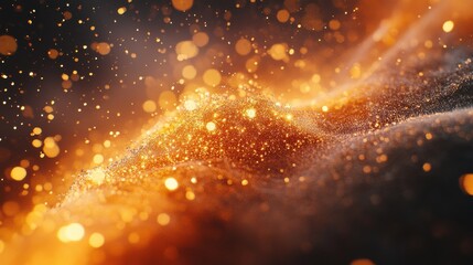 Fototapete - Luxurious gradient of deep gold to rich orange with sparkling amber bokeh lights radiating warmth and elegance