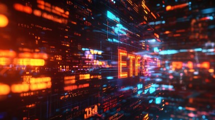 Poster - Glowing double exposure of financial dashboards and ETF symbols depicting upward investment trends and strategic tools