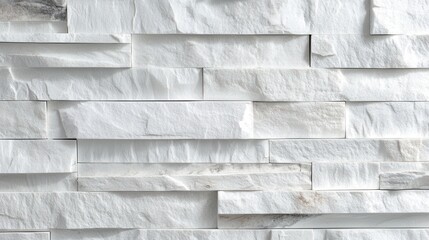 Aufkleber - White brick wall with light gray shadows creating depth in a contemporary space