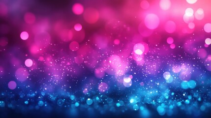 Poster - Vibrant magenta and electric blue abstract background with sparkling bokeh effect during evening time