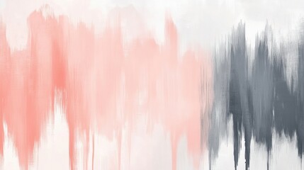 Fototapete - Soft coral and gray pencil strokes create a serene abstract landscape for modern decor or art exploration