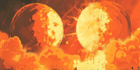 Wall Mural - Celestial Body Collision: Abstract Digital Painting