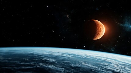 Canvas Print - An artist's impression of a red dwarf planet in space