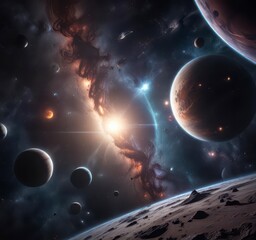 deep space galaxy background with stars and planets, cosmos, astronomy, universe
