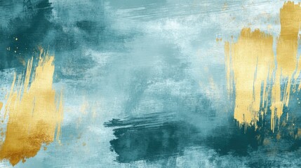 Leinwandbilder - Abstract pencil strokes create a vibrant background with teal and gold hues for artistic expression and visual appeal