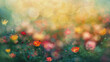 © Swaroop - A blurred garden with colorful flowers in the foreground, creating a dreamy backdrop with natural space for text