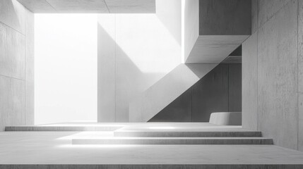 Leinwandbilder - Exploration of light and shadow in a minimalistic architectural space with smooth gray textures