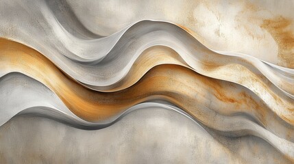 Leinwandbilder - Soft pencil strokes create flowing waves in muted amber and gray tones, showcasing an abstract design