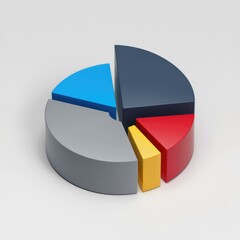 Aufkleber - A 3D pie chart segmented into five colorful sections representing data proportions.