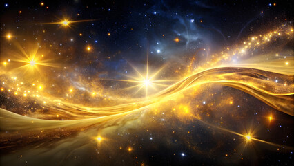 Wall Mural - Golden Stream of Light Flowing Through Nebula. Perfect for: Cosmic-Themed Gatherings, Spiritual Ceremonies, Inspirational Posters