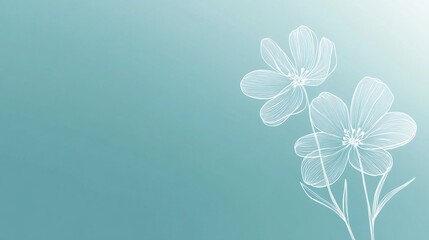 Aufkleber - Minimalist white flower outlines gracefully contrast against a soft light background, creating a serene aesthetic