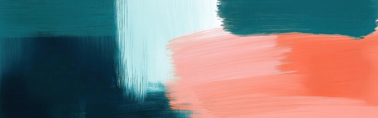 Leinwandbilder - Blending teal and coral in soft pencil strokes creates a calming abstract composition full of texture and color