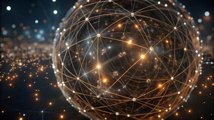 Wall Mural - Transparent Cosmic Energy Web with Shimmering Lights. Perfect for: Energy Healing Workshops, Meditation Retreats, Visionary Art Displays