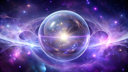 Wall Mural - Transparent Light Orb in Purple Nebula. Perfect for: Meditation Retreats, Spiritual Gatherings, Inspirational Posters