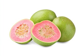 Sticker - Green and pink fruit with a hole in the middle. The fruit is cut in half and is sitting on a white background