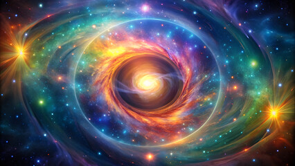 Wall Mural - Cosmic Energy Vortex with Multicolored Center. Perfect for: Visionary Art Shows, Meditation Workshops, Spiritual Events