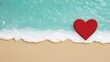 © Arfa_Media - Red heart relaxing on the beach, surrounded by turquoise water and white waves