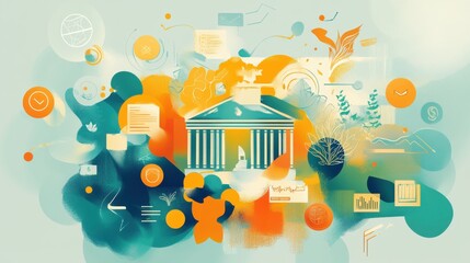 Leinwandbilder - Harmonious depiction of online investment strategies with vibrant colors and abstract elements